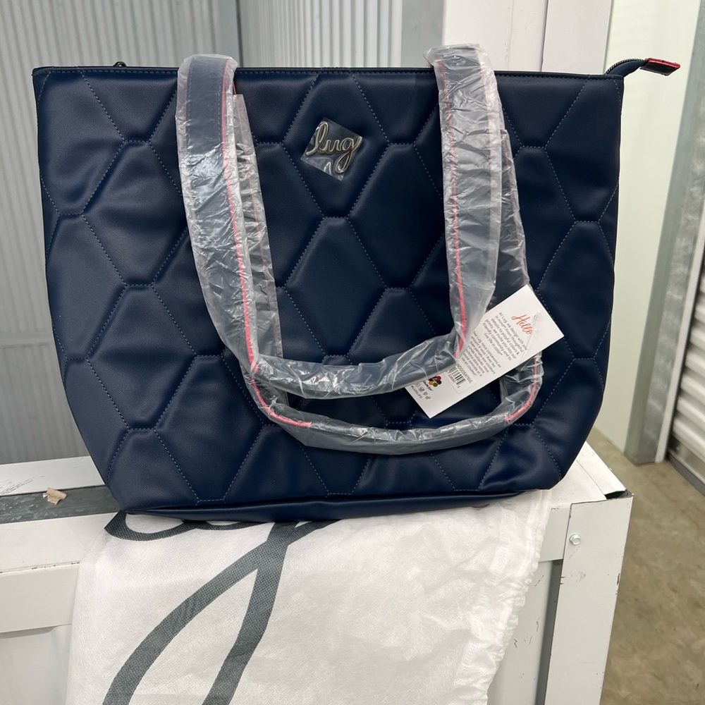Lug Paddock Satin Luxe Vegan Leather Indigo Tote - Picture 2 of 5